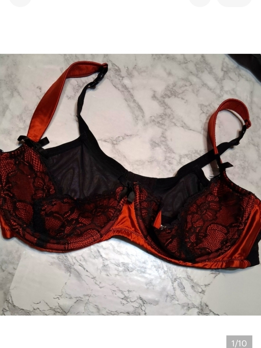Cacique Scarlet and Ebony Lace Bra Size 44D